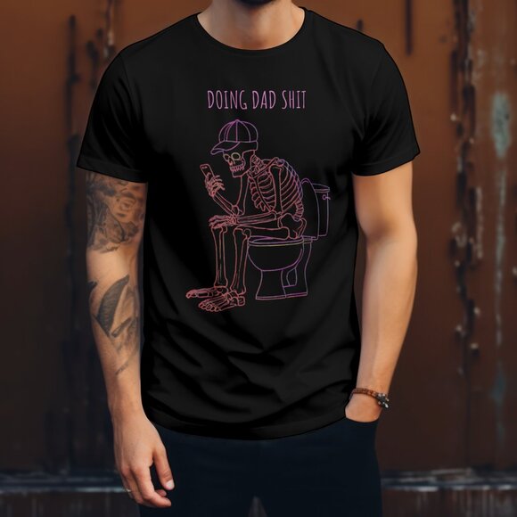 Doing Dad Shit Men's 100% Cotton T-shirt Black - Picture 4 of 5